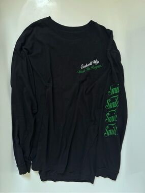 Carhartt WIP Black Long-Sleeve Tee with Green Sleeve Script